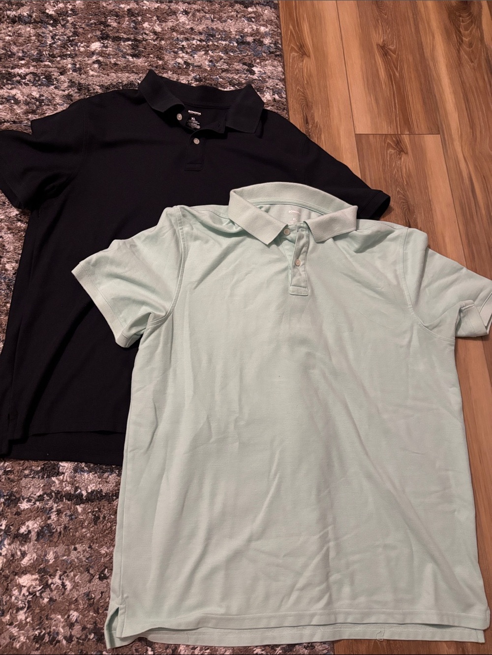 TWO Men's Polo Shirts - Black & Light Mint
